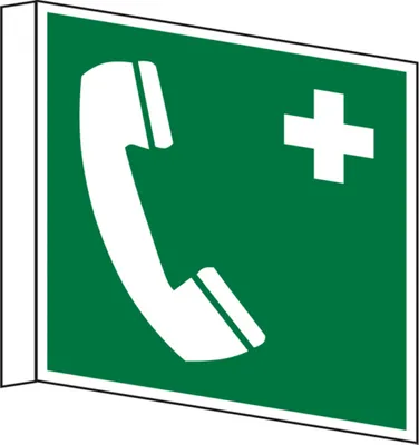 Produktbild von Dreifke® Rettungszeichen, Notruftelefon E004 Fahnenschild | PVC langnachleuch...