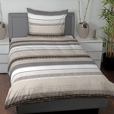 Produktbild von Traumschlaf Mako Satin Bettwäsche Camelo taupe grau 135x200 cm + 80x80 cm