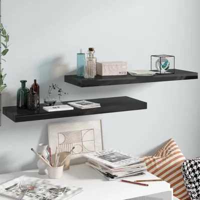 Produktbild von "im  " Schweberegale 2 Stk. Hochglanz-Schwarz 80x23,5x3,8 cm MDF - Wandregale CC9911
