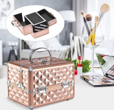 Produktbild von GOPLUS Schminkkoffer Kosmetikkoffer, Beauty Case, Make up Box, Friseurkoffer, , Multikoffer, Etagenkoffer, Werkzeugkoffer für Reise (Gold)