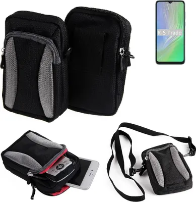 Produktbild von K-S-Trade Holster Schutz Hülle kompatibel mit Blackview A55 Handy Hülle Gürteltasche Umhängetasche mit Zusatzfach schwarz