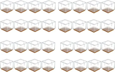 Produktbild von 32 x Stuhlbeinkappen Silikon Stuhlbein Fußboden Schutz Möbel Tischabdeckung Furniture Tisch Hocker Bein Covers Pads Protectors für 30-35MM Quadratisch Beine (Transparent)