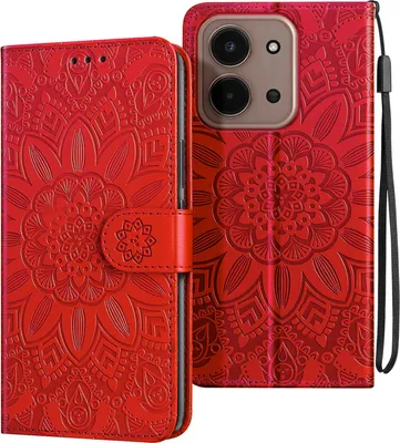 Produktbild von Avizar, Mandala Klappetui Redmi 15C mit Kartenfach, Rot