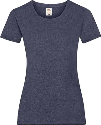 Produktbild von Fruit of the Loom Damen Rundhals Basic T-Shirt Shirt Kurzarm, Größe:L (14), Farbe:Heather Navy