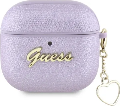 Produktbild von Guess Metallisches Schriftzug Charm Apple AirPods 4 lila