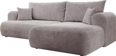 Obrázek produktu pro Selsey Ovo Cord - Rohová pohovka s funkcí spaní, lůžková skříň, manšestrová tkanina, pravá, světle šedá