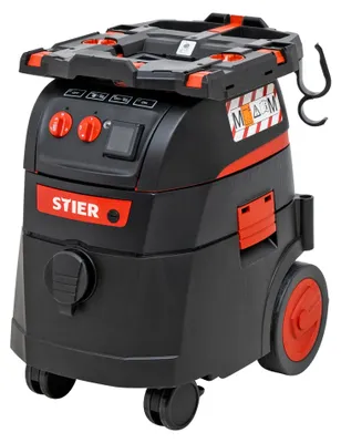 Produktbild von STIER Nass-Trockensauger ABS-35M Premium, 1400W, 35l Behälter, 13m Aktionsradius, Impuls-Filterabreinigung, er Sauger der Staubklasse M, Werkstattsauger, Baustaubsauger