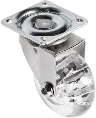 Produktbild von Gelbmetallische Drehgelenke für Möbel - Stahl/PC/PU - 50 mm Durchmesser - 360-Grad-Drehgelenke - 40 kg Tragfähigkeit - Transparent