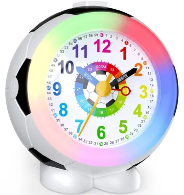 Kinderwecker analog mit Nachtlicht, Fußball-Design, batteriebetrieben