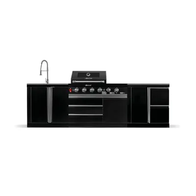 Produktbild von GORILLER® BLACKBACK M9 Outdoor-Küche, Gasgrill mit Waschbecken, Extra-Arbeitsfläche und Stauraum, Edelstahl, Schwarz