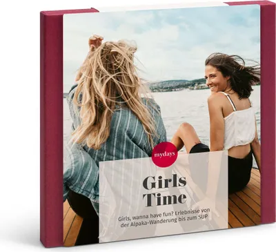 A gift box with two women on a boat.
