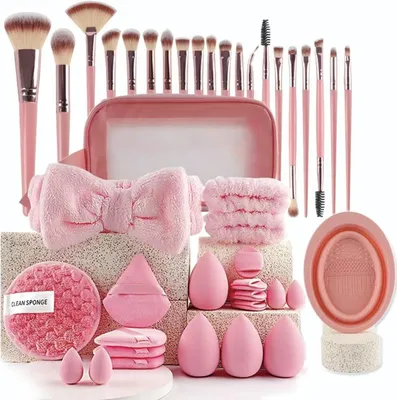 Imagen del producto de Juego de pinceles de maquillaje, de 42 piezas, con estuche, ideal para base de maquillaje y sombras de ojos