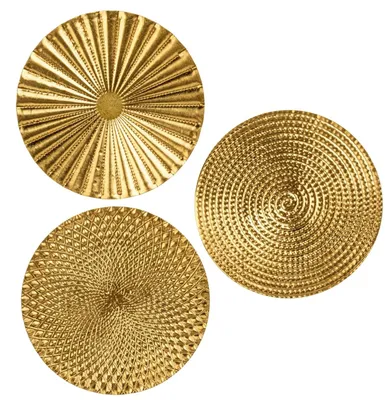Produktbild von Omgoods – Set aus 3 Boho-Wandskulpturen in Gold für moderne Wohnraumgestaltung