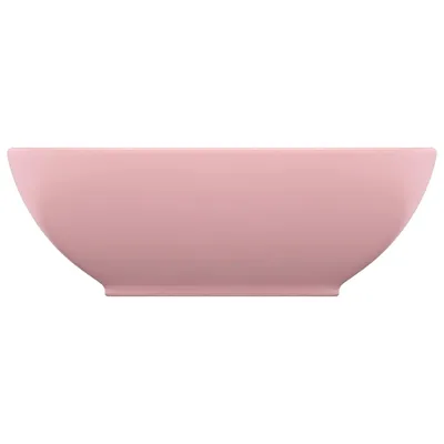 Obrázek produktu pro vidaXL oválné umyvadlo matné růžové 40x33 cm keramika - Koupelnová umyvadla