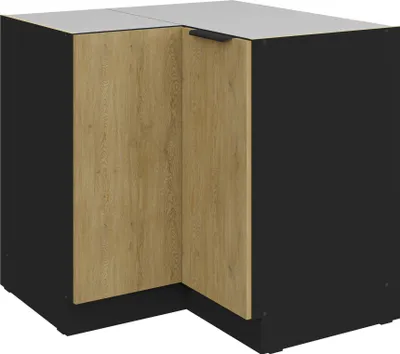 Produktbild von Küchen Eckunterschrank 90x90 cm CREMONA Eiche hell + Schwarz matt Küche Küchenzeile Küchenblock Einbauküche