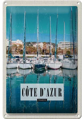 Produktbild von Blechschild Reise 20x30cm cote d'azur France Urlaub Meer