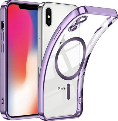 Obrázek produktu pro Pouzdro na mobilní telefon pro iPhone XS Max s ochranou Magsafe a ochranou fotoaparátu, magnetický ultratenký průhledný kryt Pouzdro Purple