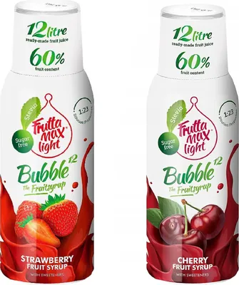Productafbeelding van Fruttamax aardbeien- en kersenlight siroop, 500 ml, 2 stuks