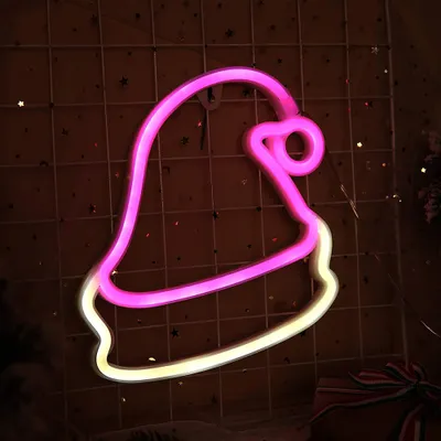 Produktbild von Zasilana bateryjnie przez USB świąteczna czapka LED neonowa lampa ścienna, neonowe światła nocne neonowy znak neonowy neonowy znak na imprezę bar do gier sypialnia ściana dekoracja świąteczna, urodziny dzieci