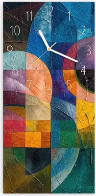 Produktbild von Wanduhr aus Glas mit Motiv Abstrakte Farben- 30 x 60 cm - inkl. Aufhängesystem