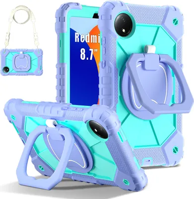 Image de Etui pour Xiaomi Redmi Pad SE 8.7" 4G 2024 étui de protection durable et portable avec support, dragonne et bandoulière Violet