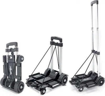 Image de Chariot de transport à trois pieds et quatre roues - Pliable et portable - Argent