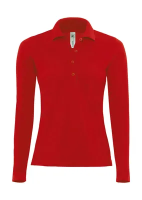 Produktbild von B&C PW456 | Poloshirt Safran Pure Longsleeve / Women - Farbe: Red - Größe: XS