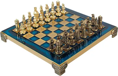 Produktbild von Mini Antikes Königsschachspiel mit goldenen und blauen Kriegern
