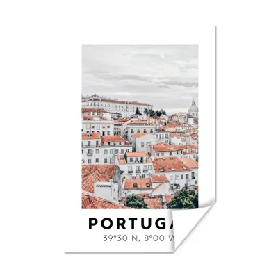 Produktbild von MuchoWow® Poster Portugal - Rot - Skyline 40x60 cm - Plakate für die Wand - Poster Babyzimmer
