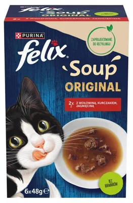 Produktbild von Felix Wiejskie Smaki Zupa dla kota 6 x 48 g