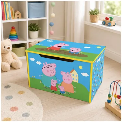 Immagine prodotto di Cassa dei giocattoli Peppa Pig con coperchio - Contenitore per bambini - Azzurro