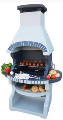 Immagine prodotto di Casa Padrino barbecue da giardino grigio chiaro / grigio 98 x 62 x h. 170 cm - Caminetto barbecue in cemento - Accessori per giardino