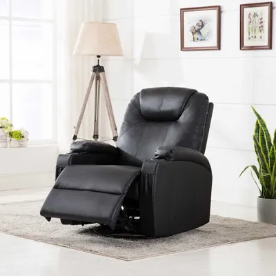 Image de Fauteuil de massage "Owingen" en similicuir noir. Dimensions (L/H/P) 80x100x95 cm