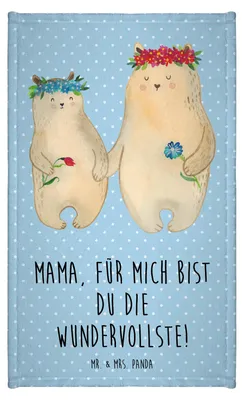 Produktbild von Mr. & Mrs. Panda Handtuch Bären mit Blumenkranz - Blau Pastell - Geschenk, gäste wc, Muttertag, Familie, Frotteetuch, Mutter, Klein, Mama, Mini-Handtuch, Gästetuch