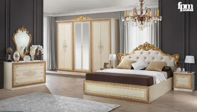 Produktbild von Barock Schlafzimmer-Set Anette in Creme/Gold