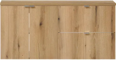 Produktbild von Doppelwaschtisch 'Skelbolu' 120x60x40 cm mit 2 Türen und 2 Schubladen Eiche