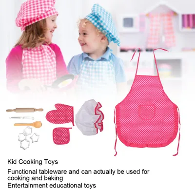 Produktbild von DIY Kid Cooking Baking Set Kitchen Role Play Apron Children Toys GiftRed Dot