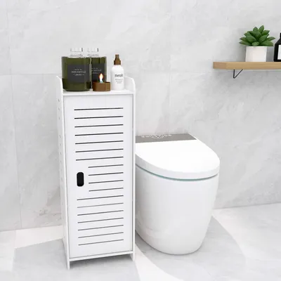 Produktbild von Aufbewahrungsschrank für Toilette Badezimmerschrank mit Schrank und verstellbaren Einlegeböden 30 x 30 x 80 cm Weiß