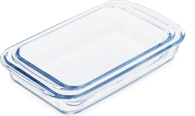 Zdjęcie produktu dla Zestaw naczyń żaroodpornych Relaxdays, 2 rozmiary, szkło, naczynia do lasagne, zapiekanek i tiramisu, można myć w zmywarce, przezroczyste
