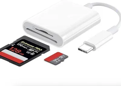 Immagine prodotto di Lettore di schede SD USB-C per iPhone 15, iPad, smartphone e tablet Android, Plug & Play, universale, compatto, USB-C