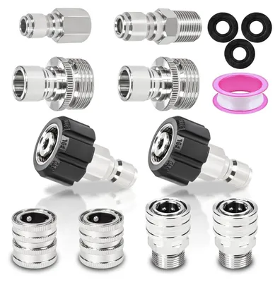 Imagen del producto de Solidchoice - Juego de 10 conectores rápidos de acero inoxidable para limpiadores a presión