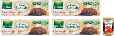 Produktbild von 4x Gullón Cuor di Cereale Cioccolato Kekse,Vollkornkekse mit Schokolade und Haferflocken,Packung mit 280g + Italian Gourmet Polpa di Pomodoro 400g Dose