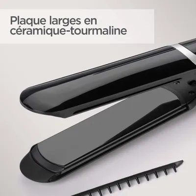 Immagine prodotto di Piastra per capelli, BaByliss ST397E Sleek Control Wide, piastre in Vetroceramica e tormalina, pettine rimovibile, 6 livelli di temperatura, piastre 35x120 mm