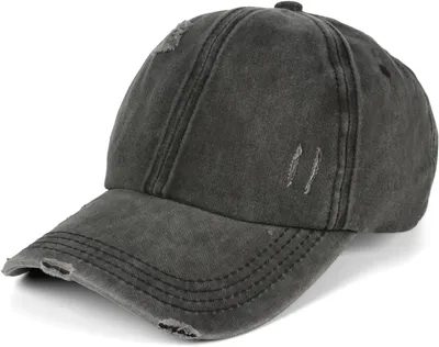 Produktbild von styleBREAKER Damen Ponytail Baseball Cap im Destroyed Used Look | Einfarbiges Sommer Cap mit Klettverschluss und Kreuzband | Verstellbare Schildkappe aus Baumwolle