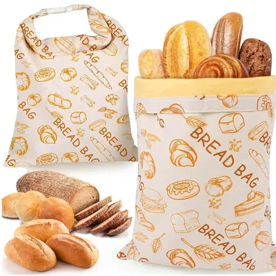 Produktbild von Brotbeutel aus Bienenwachs mit Standboden, 2 Stück Brotsack zur Frischhaltung, mit Reißverschluss & Klickverschluss, 43×33cm Brotaufbewahrung