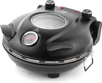 Image de Four à pizza électrique - Appareil à pizza - 1200 W - jusqu'à 420°C - 5 niveaux de température - Plaque en pierre de 32 cm - noir