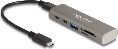 Obrázok produktu pre DeLOCK 64236, USB 3.2 Gen 1 (3.1 Gen 1) Type-C, USB 3.2 Gen 1 (3.1 Gen 1) Type-A, USB 3.2 Gen 1 (3.1 Gen 1) Type-C, Microsd (transflash), MicroSDHC, MicroSDXC, SD, SDHC, SDXC, 10000 Mbit/s, Šedá, Kov
