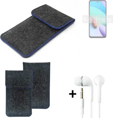Produktbild von K-S-Trade Handy Schutz Hülle kompatibel mit Xiaomi Redmi 10 2022 Schutzhülle Handyhülle Filztasche Pouch Tasche Case Sleeve Filzhülle dunkelgrau,