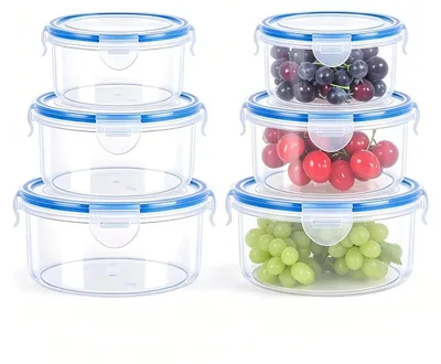 Immagine prodotto di Contenitori per alimenti set - 6 pezzi - 300 ml, 600 ml e 1000 ml - Ermetici con coperchio - Impilabili
