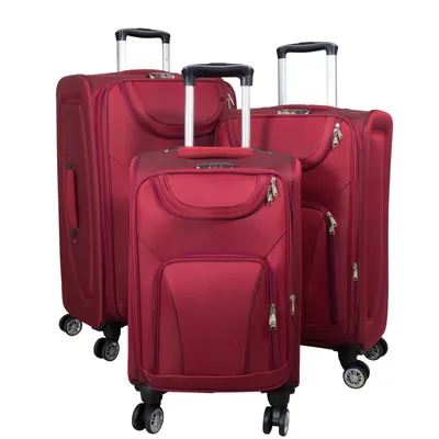 Produktbild von Nylon Kofferset 3tlg Maribor rot Trolley Weichgepäck 4 Rollen Koffer S, M und L